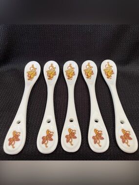 Vintage Sorelle Porcelain
Teaspoons 
Oriental Butterfly Gold Accent 
Lot of 5